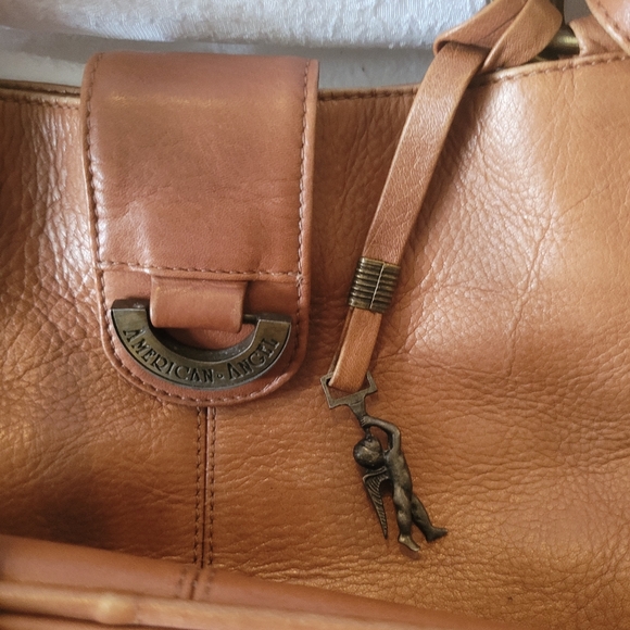Vintage American Angel Tobacco Cognac Leather Hand/shoulder Bag - Picture 3 of 8